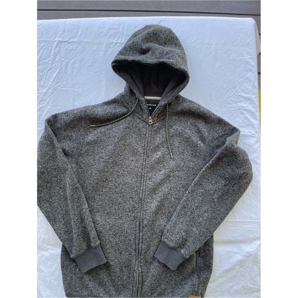 Quiksilver Mens Charcoal Gray Full-Zip Hooded Sweater XL Hoodie
